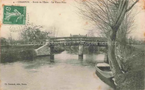 AK / Ansichtskarte Charpon Charpont DREUX 28 Eure-et-Loir Bords-de-l Eure Vieux-Pont Fluss Boot Weide Bruecke Ruderboot
