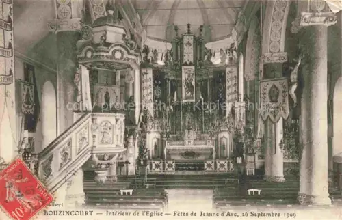 AK / Ansichtskarte Bouzincourt PERONNE 80 Somme Interieur de l'Eglise Fetes de Jeanne d'Arc Sept 1909