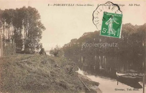 AK / Ansichtskarte Porcheville 78 Yvelines Le chemin de Halage