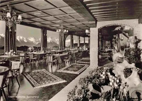 AK / Ansichtskarte Sonthofen Allgaeu Bayern Alpen Moorbad Sonnenalp Gastraum