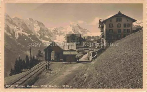 AK / Ansichtskarte Muerren BE Bergstation Bergbahn Blick gegen Grosshorn und Breithorn Berner Alpen