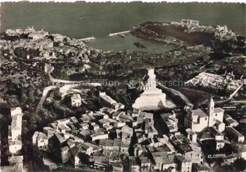 AK / Ansichtskarte MONACO Vue générale de la principauté la Turbie et Tour d'Auguste vue aérienne