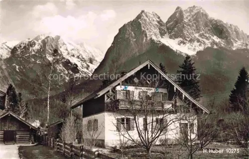 AK / Ansichtskarte GRAINAU Garmisch-Partenkirchen Bayern Landhaus-Karlinger Alpspitze Hoellental Waxenstein Bergpanorama Alpen Balkon Birken Tannen Zugspitzstr