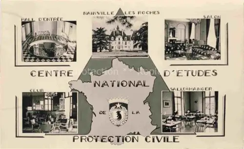 AK / Ansichtskarte Nainville-les-Roches EVRY 91 Essonne Centre-d Études-National-de-la-Protection-Civile Hall-d Entrée Schloss Salon Salle-à-Manger Mehrbildkarte