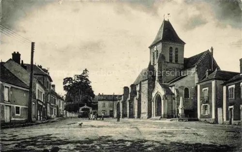 AK / Ansichtskarte St-Vrain  Palaiseau 91 Essonne Place-de-l Eglise Kirche Dorfplatz Strommasten Hund