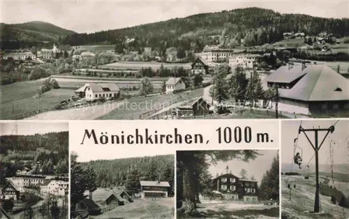 AK / Ansichtskarte Moenichkirchen am Wechsel Niederoesterreich AT Ortsansicht Berge Wald Skilift Mehrbildkarte Bergdorf Wiesen