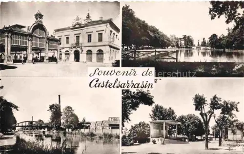 AK / Ansichtskarte CASTELSARRASIN 82 Tarn-et-Garonne Hôtel-de-Ville Halle Grand-Bassin Bords-du-Canal Usine-des-métaux Kiosque-à-musique Mehrbildkarte