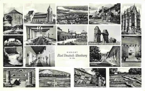 AK / Ansichtskarte Bad Deutsch-Altenburg Niederoesterreich AT Rundkapelle Kirche Kurhaus Petronell-Heidentor Amphitheater Wandelhalle Brunnen Roemische-Arena Donaumotiv Mehrbildkarte