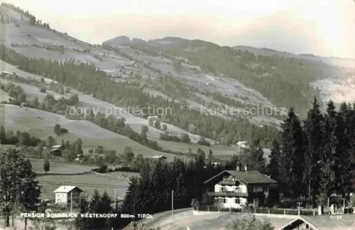 AK / Ansichtskarte Westendorf Tirol AT Pension-Sonnblick Bergtal Almlandschaft Wald Wiesen Luftkurort Wintersportort