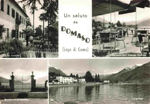 AK / Ansichtskarte Domaso Lago di Como IT Lago-di-Como Villa-Camilla Albergo-Domaso Terrazzo Lungolago Berge See Mehrbildkarte
