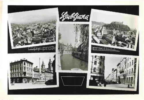 AK / Ansichtskarte LJUBLJANA Laibach Slovenia Panorama Burg Flussbruecke Stadtplatz Erinnerungssaeule Strassenszene Altstadt Doppelbruecke