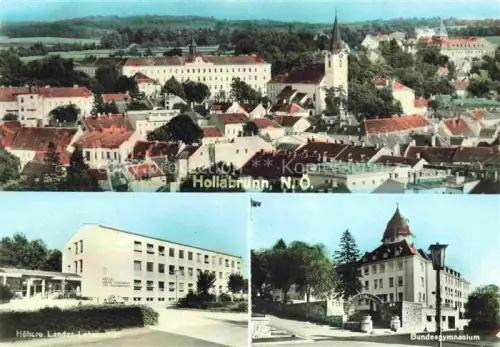 AK / Ansichtskarte Hollabrunn Weinviertel Niederoesterreich AT Hollabrunn Stadtpanorama Bundesgymnasium Hoehere-Landes-Lehr-Anstalt Kirche Ortschaft Mehrbildkarte Niederoesterreich
