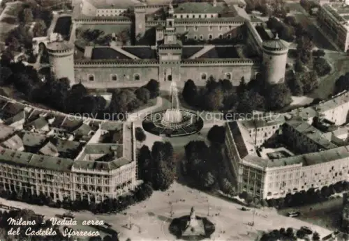 AK / Ansichtskarte MILANO Mailand IT Castello-Sforzesco Veduta-aerea Luftbild Brunnen Befestigungsanlage Park Denkmal