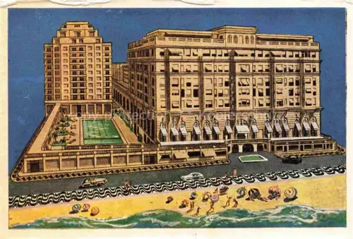 AK / Ansichtskarte Praia de Copacabana Rio de Janeiro Brazil Copacabana-Palace-Hotel Strand Meer Badegaeste Sonnenschirme Schwimmbad Hochhaus Strandszene