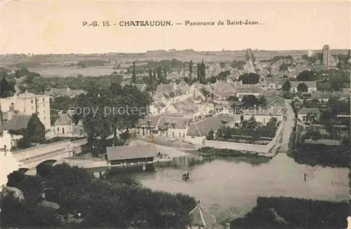 AK / Ansichtskarte CHATEUDUN  28 Eure-et-Loir Panorama-de-Saint-Jean Fluss-Loir Bruecke Altstadt Kirche Felder Daecher