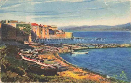 AK / Ansichtskarte St-Tropez 83 Var Port-des-Pêcheurs Fischerboote Massif-de-l Esterel Festungsmauer Kueste Meeresbucht Gemaelde Fischerhafen