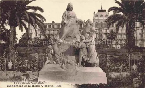 AK / Ansichtskarte Cimiez NICE 06 Nizza Monument-de-la-Reine-Victoria Denkmal Palmen Park Eisengitter Hotel Skulpturengruppe