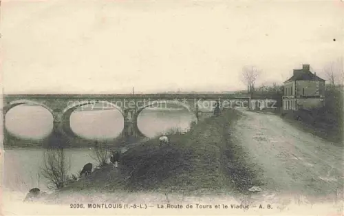 AK / Ansichtskarte Montlouis-sur-Loire Tours 37 Indre-et-Loire Viaduc Bruecke Route-de-Tours Fluss Schafe Strasse Haus Pappeln