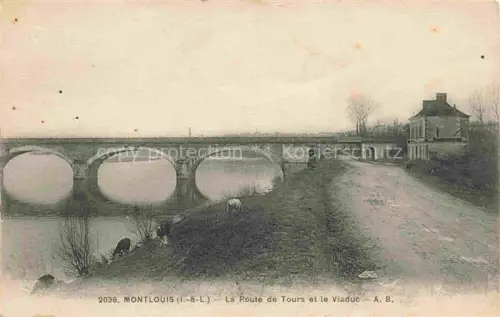 AK / Ansichtskarte Montlouis-sur-Loire Tours 37 Indre-et-Loire Viaduc Bruecke Route-de-Tours Fluss Schafe Strasse Haus Pappeln