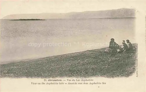 AK / Ansichtskarte Jerusalem  Yerushalayim Israel Lac-Asphaltite Totes-Meer Ufer Personen Wasser Berge