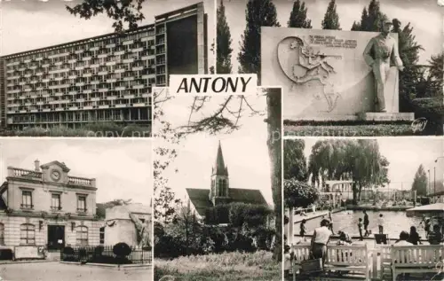 AK / Ansichtskarte ANTONY 92 Hauts-de-Seine Mehrbildkarte Kirche Monument Wohnblock Mairie Schwimmbad Echtfoto
