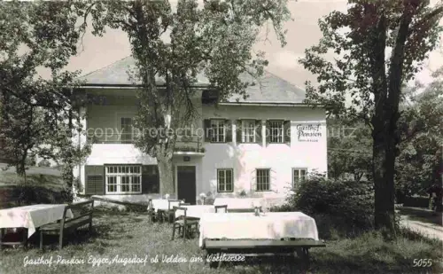 AK / Ansichtskarte Augsdorf Velden Woerther See Kaernten AT Gasthof-Pension Gaerten Baeume Terrasse Biergarten Woerthersee