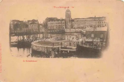 AK / Ansichtskarte DUNKERQUE Duenkirchen 59 Nord Le-Leughenaer Hafen Schiffe Segelboote Turm Stadtgebaeude Kai Arbeiter