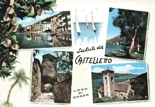 AK / Ansichtskarte Castelletto Lago di Garda Veneto IT Hafen Strand Stadttor Kirche