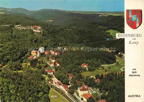AK / Ansichtskarte Rosenburg Kamp Burg Rosenburg-Mold Waldviertel Niederoesterreich AT Fliegeraufnahme mit Stift Altenburg