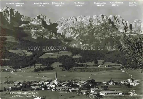 AK / Ansichtskarte Ellmau Elmau Tirol AT Panorama Luftkurort mit Wildem Kaiser