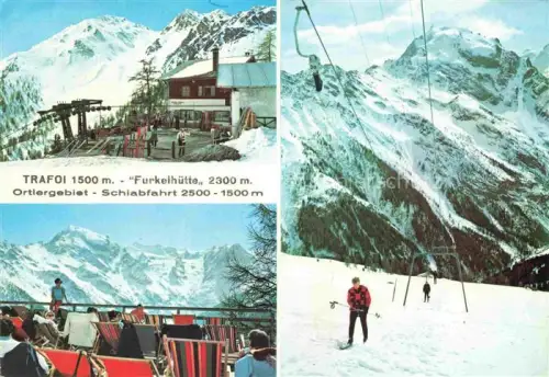 AK / Ansichtskarte Trafoi Stilfs Bolzano Suedtirol IT Furkelhuette Skigebiet Ortlergebiet Sessellift Sonnenterrasse Skifahrer Winterlandschaft Berge Schnee