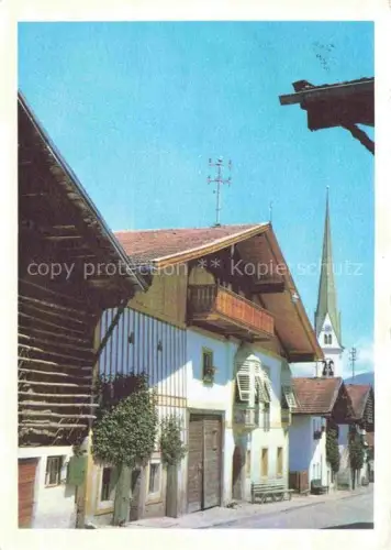 AK / Ansichtskarte Mutters Innsbruck Tirol AT Dorfstrasse Bauernhaus Kirchturm Balkon Wetterfahne Altbau Stubaital