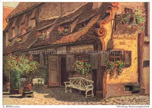 AK / Ansichtskarte MoessLER Ludwig Moessler Ludwig (1902-1949) Kuenstlerkarte Nuernberg Bratwurstgloecklein