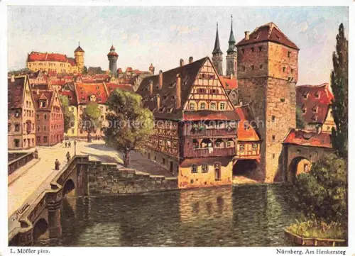 AK / Ansichtskarte MoessLER Ludwig Moessler Ludwig (1902-1949) Kuenstlerkarte Nuernberg AmHenkersteg