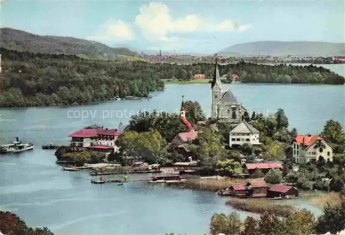 AK / Ansichtskarte Maria Woerth Woerthersee Kaernten AT Panorama Kleinod am Woerthersee Blick auf Klagenfurt