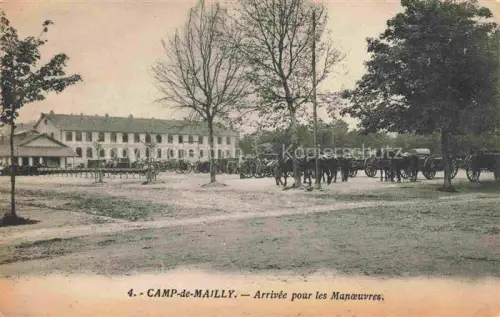 AK / Ansichtskarte Mailly-le-Camp Troyes 10 Aube Camp-de-Mailly Militaerlager Artillerie Pferde Kanonenwagen Kaserne Baeume Manoever Soldaten