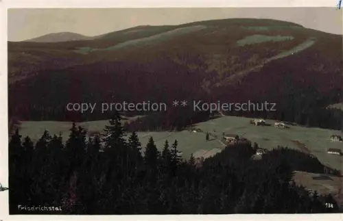 AK / Ansichtskarte Friedrichstal Spindleruv Mlyn Spindelmuehle Riesengebirge CZ Berge Nadelwald Wiesen Haeuser Taldorf Hochlagen