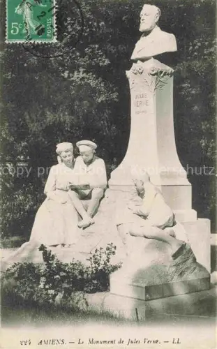 AK / Ansichtskarte AMIENS 80 Somme Monument-de-Jules-Verne Jules-Verne Denkmal Buste Skulptur Park Kinder