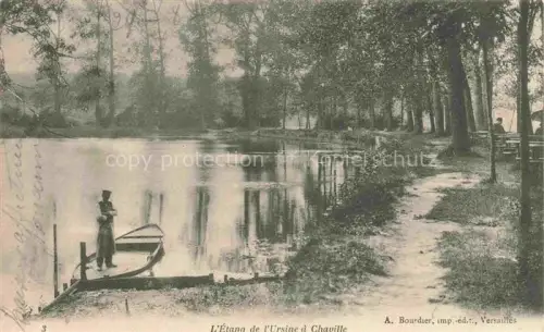 AK / Ansichtskarte Chaville Boulogne-Billancourt 92 Hauts-de-Seine Étang-de-l Ursine Teich Wald Baeume Boot Mann Waldweg
