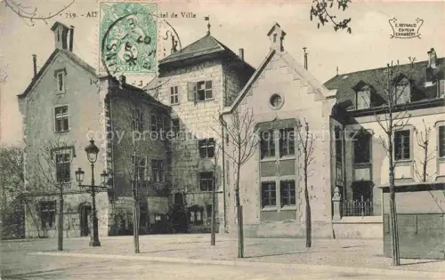 AK / Ansichtskarte AIX-LES-BAINS Chambery 73 Savoie Hôtel-de-Ville Rathaus Platz Gaslampen Baeume Historisches-Gebaeude