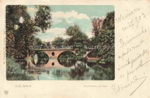AK / Ansichtskarte WEIMAR  Thueringen Sternbruecke Park Bruecke Fluss Baeume Spiegelung handkoloriert