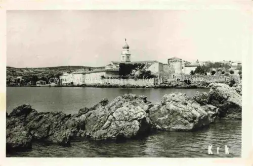 AK / Ansichtskarte Krk Otok Krk Croatia Kirche Festung Felsen Meer Kueste Altstadt Fotokarte