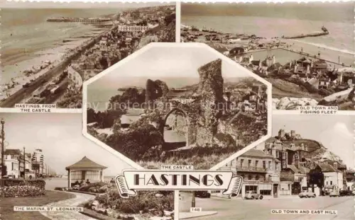 AK / Ansichtskarte HASTINGS East Sussex UK Castle Altstadt Fishing-Fleet Marina Saint-Leonards East-Hill Mehrbildkarte Vogelperspektive