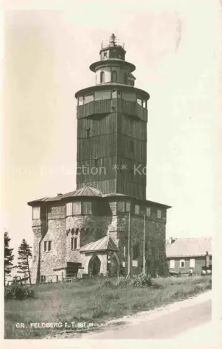 AK / Ansichtskarte Grosser Feldberg Taunus 881m Hessen Aussichtsturm Bismarckturm Taunus Steinbau Turm S/W-Fotokarte