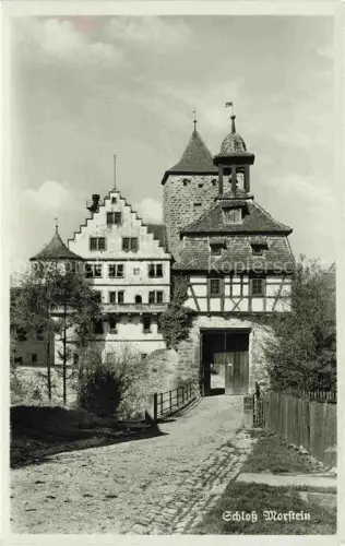 AK / Ansichtskarte Schloss Morstein Gerabronn Schloss-Morstein Torturm Fachwerk Burganlage Torweg S/W-Fotokarte