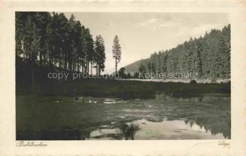 AK / Ansichtskarte Buhlbachsee Obertal Baiersbronn Freudenstadt BW See Wald Schwarzwald Baeume Spiegelung Nadelwald S/W-Fotokarte