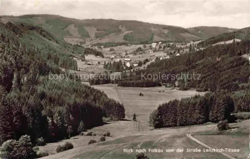 AK / Ansichtskarte Falkau Altglashuetten Feldberg BW Schwarzwald Tal Wald Wiesen Bergpanorama Dorf Strasse S/W-Fotokarte