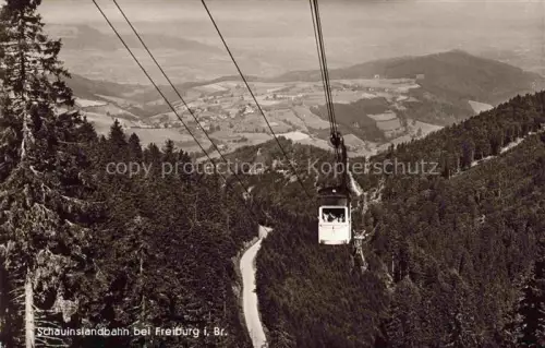 AK / Ansichtskarte Schauinsland-Bergbahn FREIBURG  Oberried BW Seilbahn Gondel Bergpanorama Schwarzwald Wald Strasse S/W-Fotokarte
