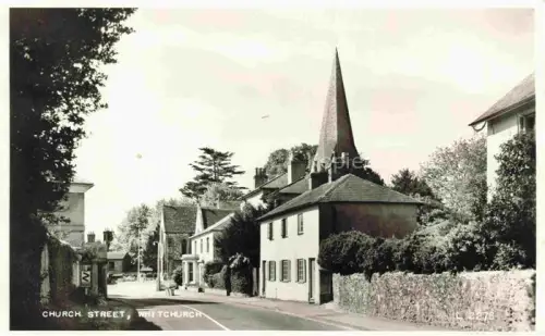 AK / Ansichtskarte Whitchurch  Basingstoke and Deane Hampshire UK Church-Street Kirchturm Dorfstrasse Haeuser Baeume S/W-Foto