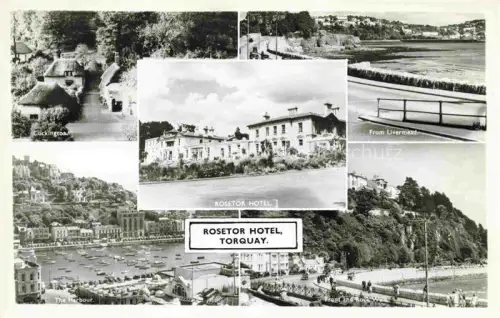 AK / Ansichtskarte Babbacombe Torquay Torbay UK Rosetor-Hotel Cockington Livermead Hafen Felsen Promenade Kueste Mehrbildkarte